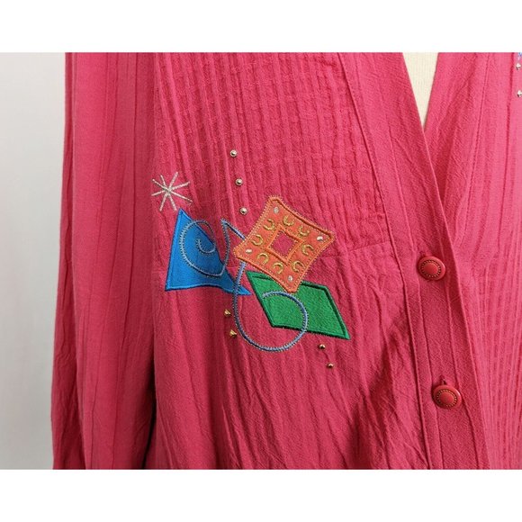 Vintage 80s Skirt Jacket Set Pink Oversize Midi Misses Size L XL - Picture 16 of 16